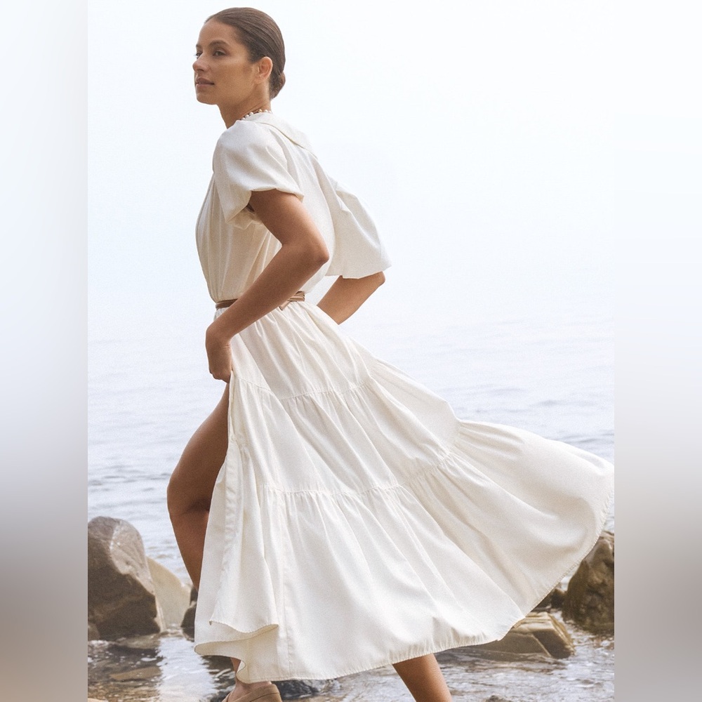 Brochu Walker Havana Maxi Dress, Large, Puff Sleeve Ivory - Picture 6 of 15